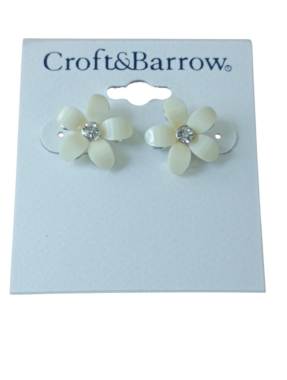 Earrings Croft & Barrow Ivory Flower Stud Earrings with Crystal Centers
